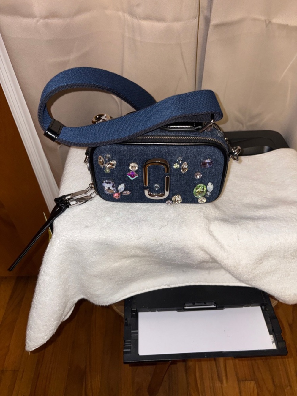 Marc Jacobs The Gem Denim Snapshot Shoulder/Crossbody Bag NWT